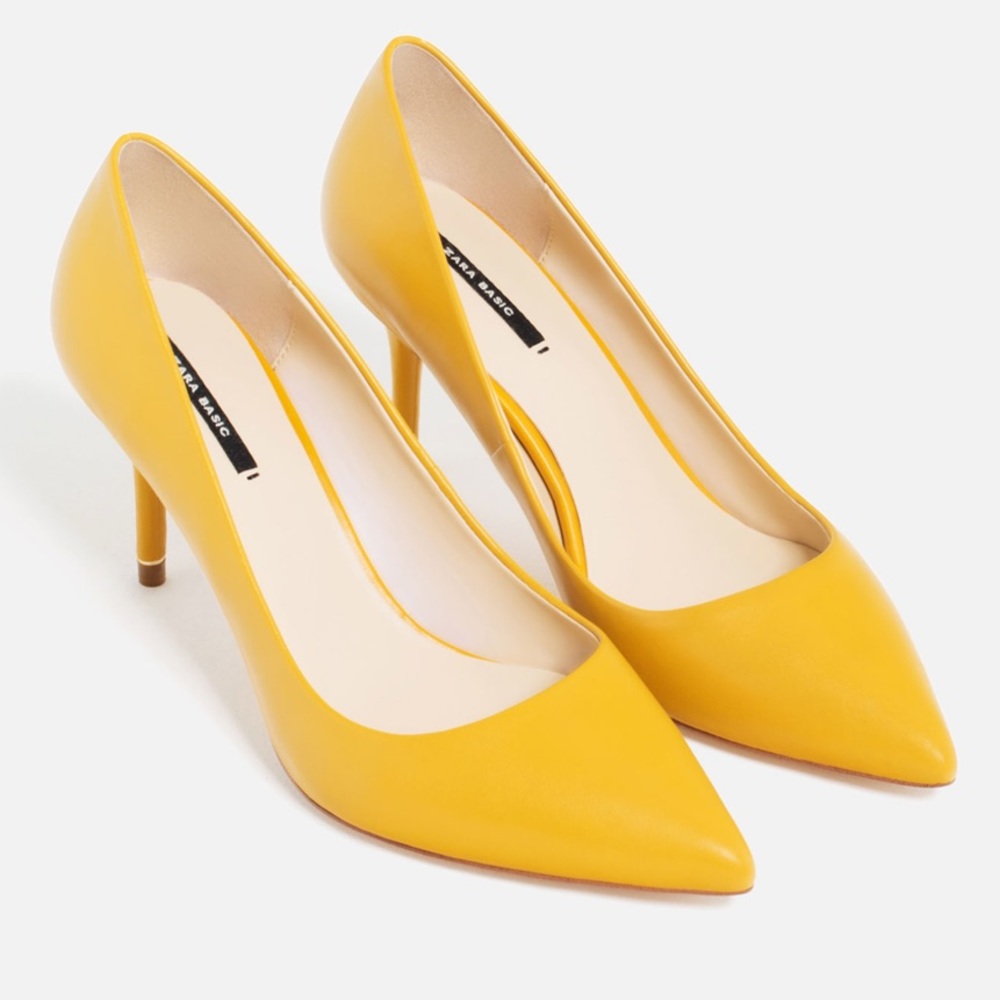 Zara Leather Mid Heel Shoes